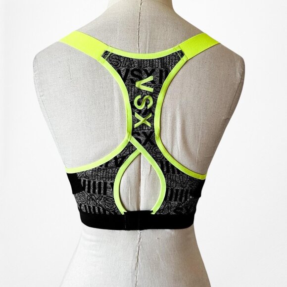 Victoria's Secret Gray Black Green Padded Knit Sports Bra Size 34C - Picture 6 of 6